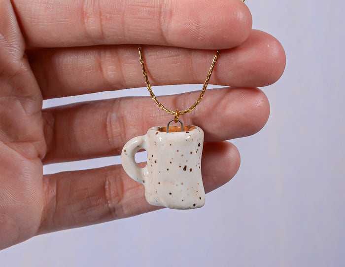 Speckled Coffee Mug Necklace
