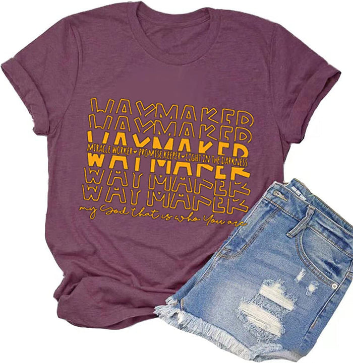 Waymaker T-Shirt Miracle Worker Promise Keeper Light in The Darkness My God Shirt for Women