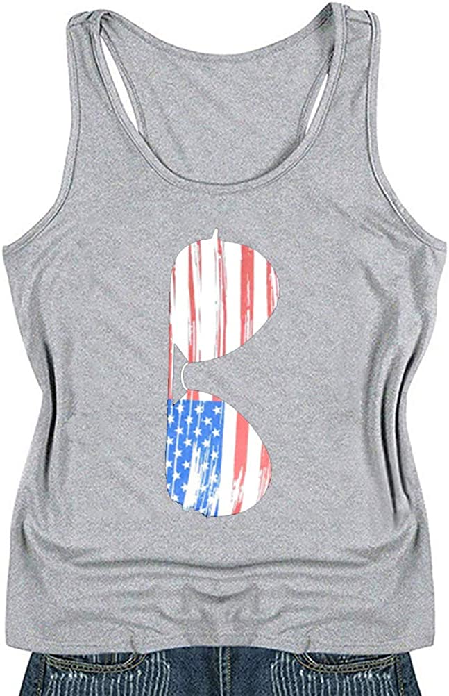 Women American Flag Sunglasses T-Shirt 4th of July Shirt