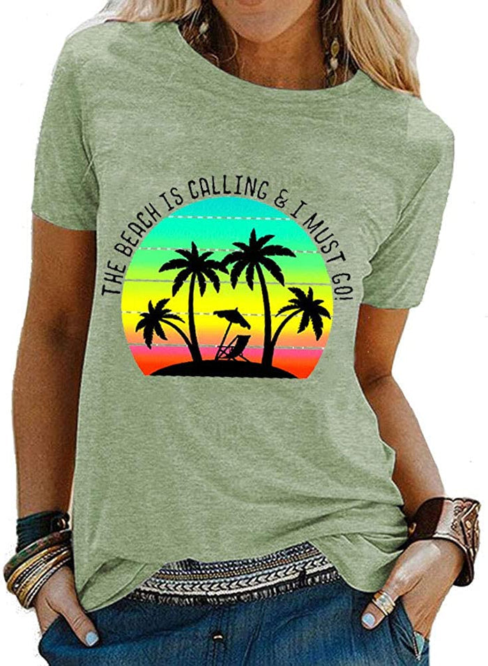 Women Beach is Calling and I Must Go T-Shirt Beach Shirt