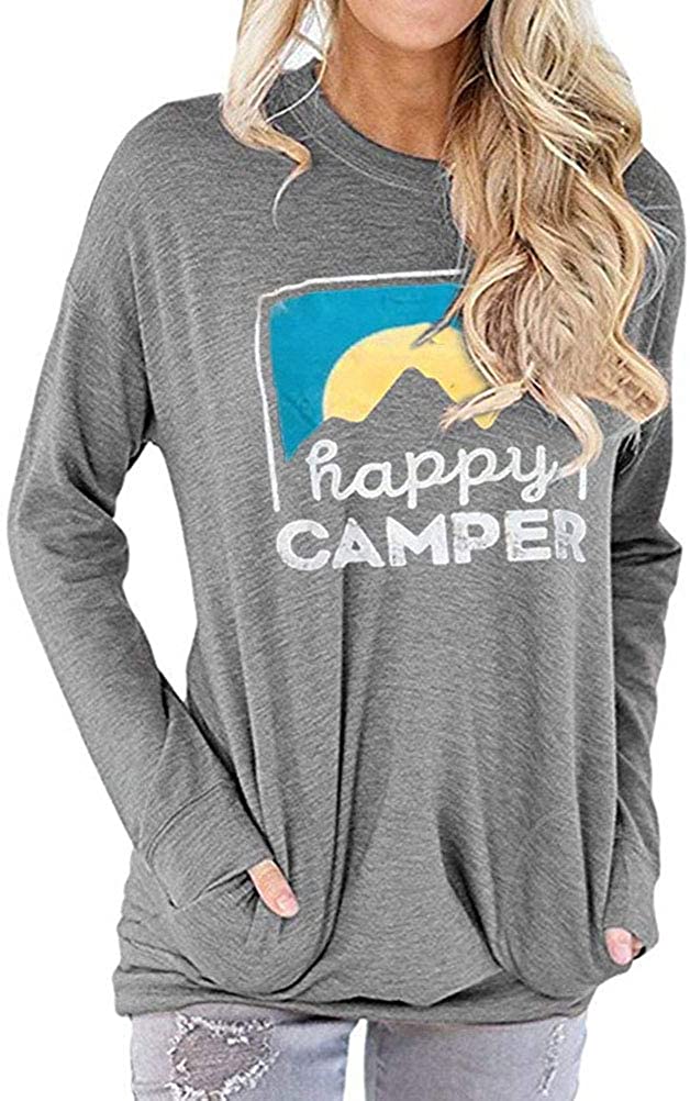 Women Happy Camper Blouse with Pockets