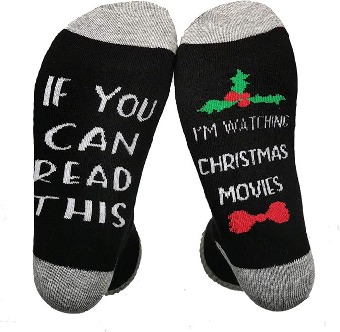 Women If You Can Read This I'm Watching Christmas Movies Funny Socks
