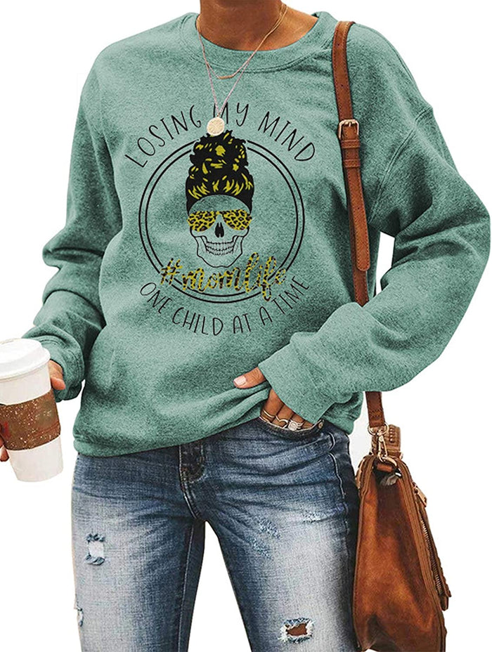 Women Long Sleeve Losing My Mind One Child at a Time Sweatshirt Mom Life Shirt