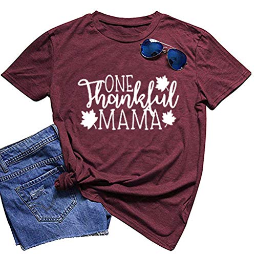 Women One Thankful Mama T-Shirt Mom Shirt
