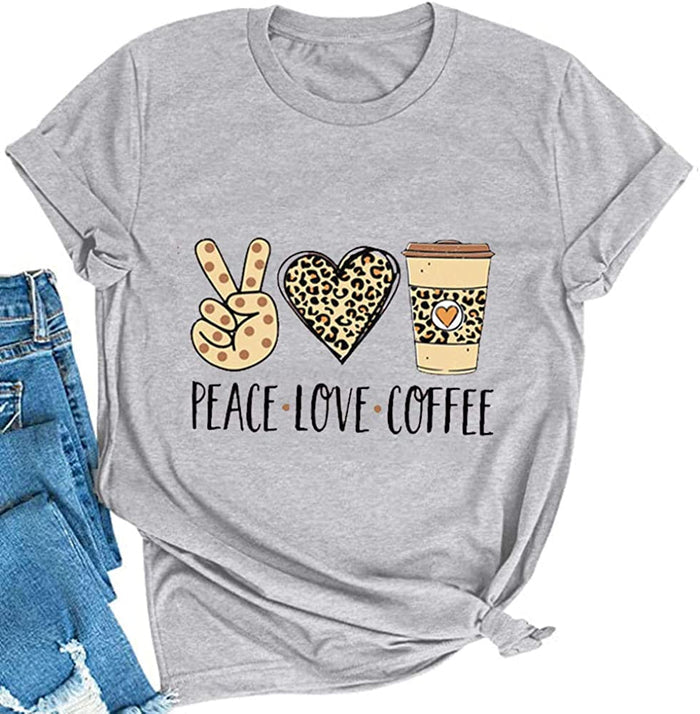 Women Peace Love Coffee T-Shirt