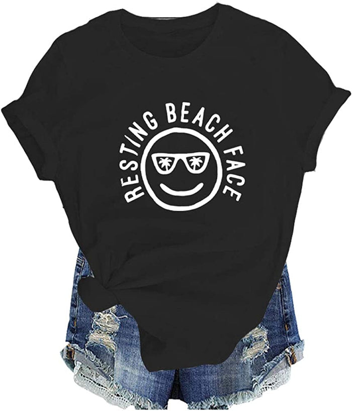 Women Resting Beach Face T-Shirt