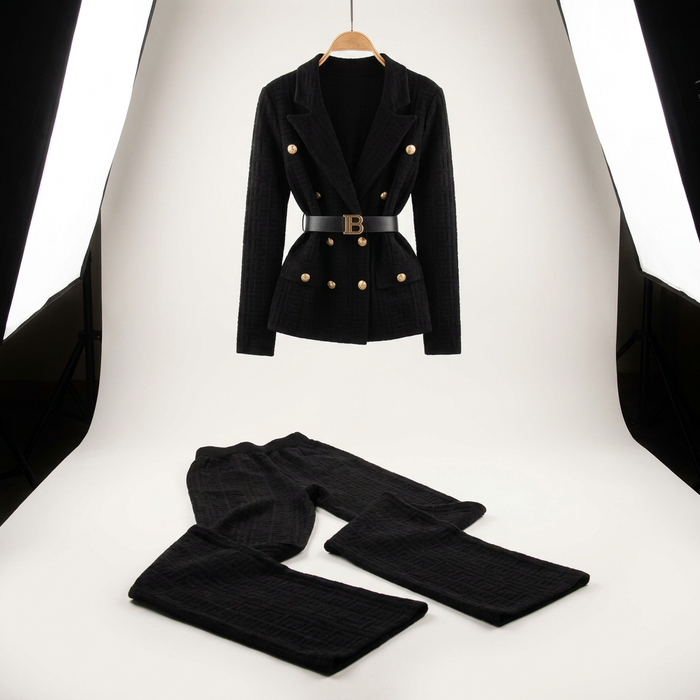 Women's Belted Knit Jacket Wide-Leg Pants Set Canada | Parcel Theory