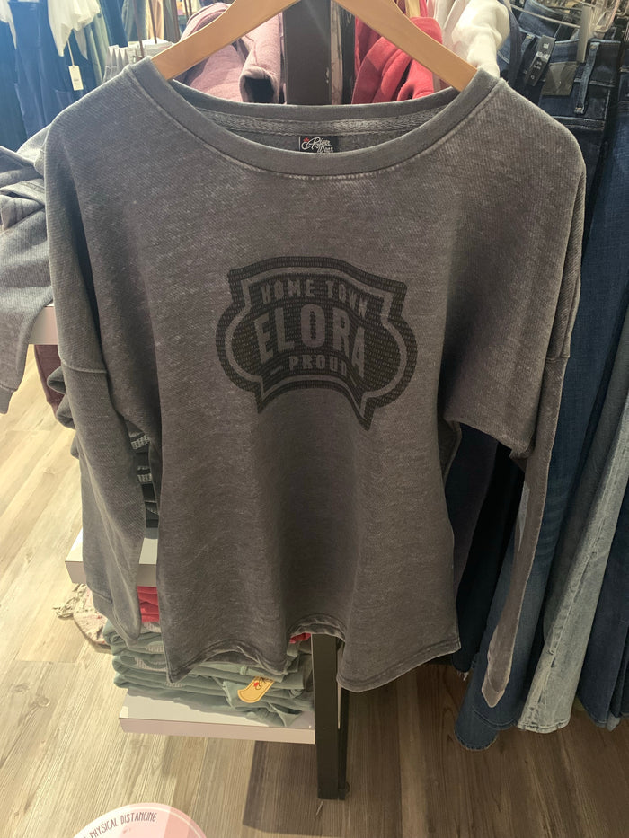 WOMEN'S ELORA GEAR GREY LOGO FITTED TOP