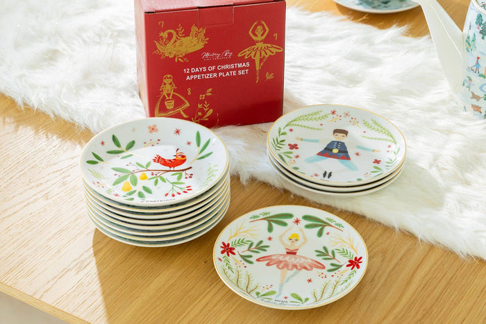 12 Days of Christmas Fine Porcelain Appetizer Plates | Set of 12