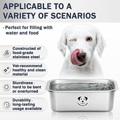 1.25 Gallons Stainless Steel Dog Bowls for Large Dogs Dog Bowls & Feeders Pet Clever