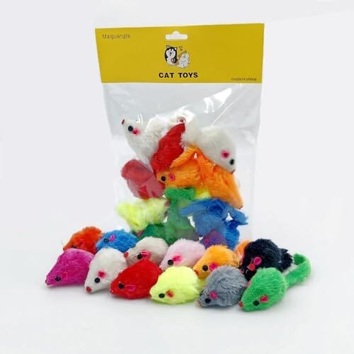 12PCS Faux Fur Cat Mice Toys with Plastic Body Cat Toys Pet Clever