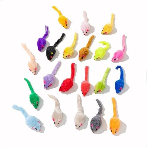 12PCS Faux Fur Cat Mice Toys with Plastic Body Cat Toys Pet Clever