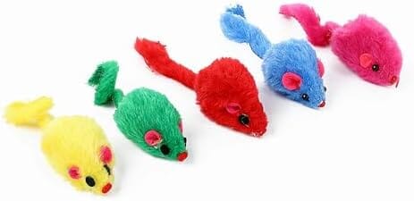 12PCS Faux Fur Cat Mice Toys with Plastic Body Cat Toys Pet Clever