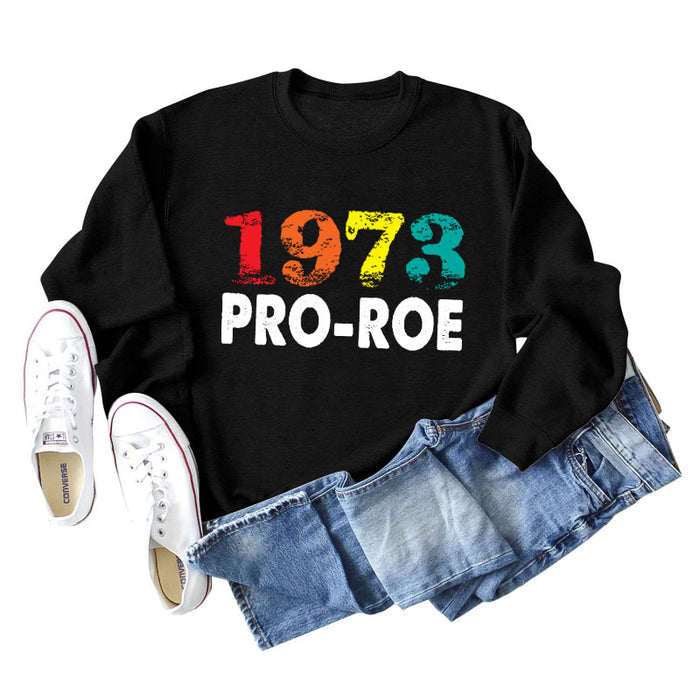 1973 PRO ROE Letter Ladies Bottoming Long Sleeve Sweater