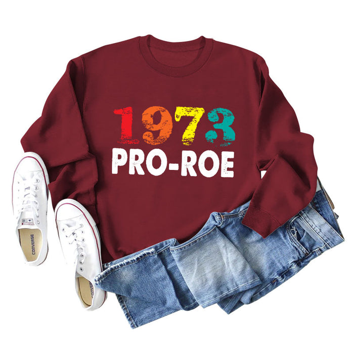 1973 PRO ROE Letter Ladies Bottoming Long Sleeve Sweater