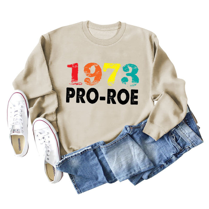 1973 PRO ROE Letter Ladies Bottoming Long Sleeve Sweater