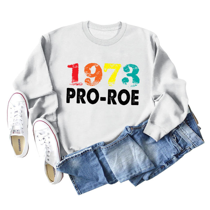 1973 PRO ROE Letter Ladies Bottoming Long Sleeve Sweater