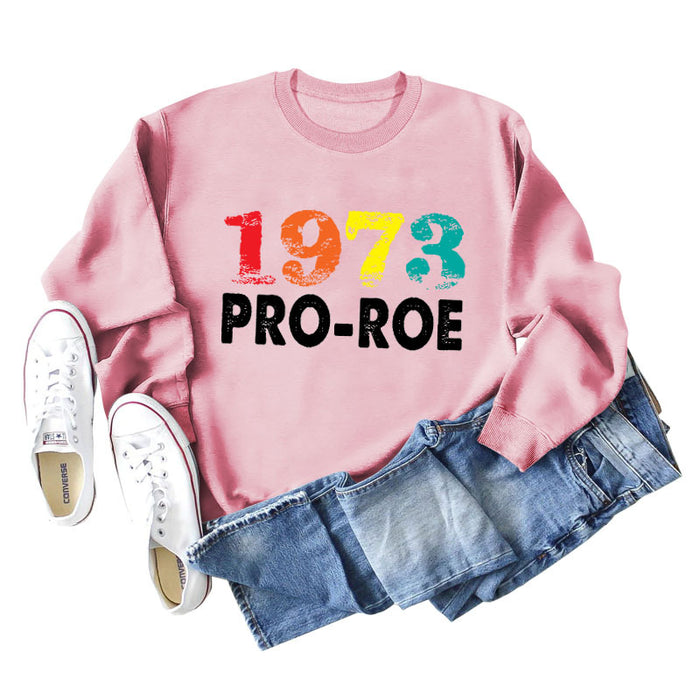 1973 PRO ROE Letter Ladies Bottoming Long Sleeve Sweater