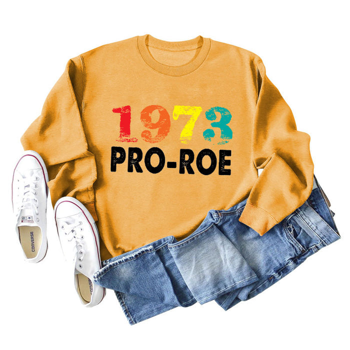 1973 PRO ROE Letter Ladies Bottoming Long Sleeve Sweater
