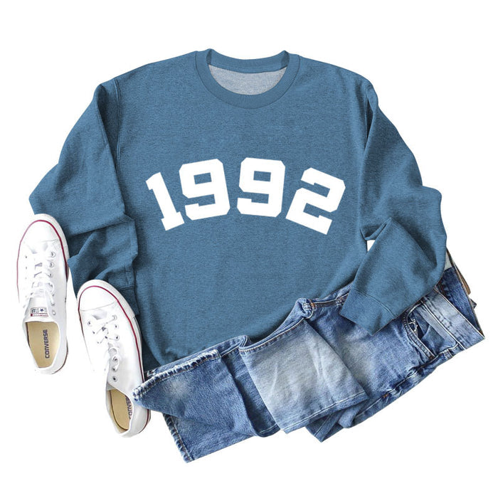 Blue sweater (white font) / S