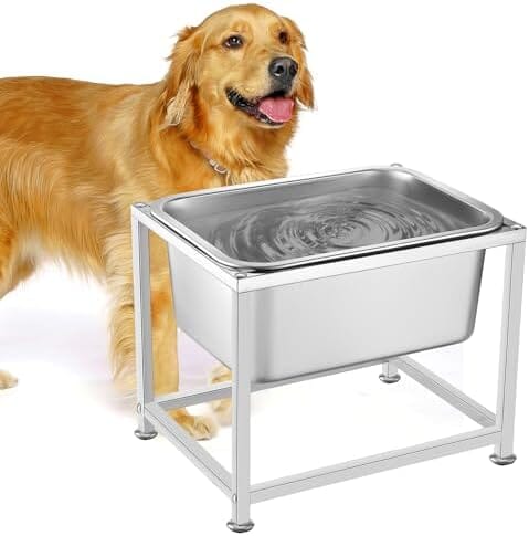 3 Gallons Large Elevated Dog Water Bowl - 11.5'' H Sturdy Stainless Steel Raised Dog Bowl with Stand Dog Bowls & Feeders Pet Clever