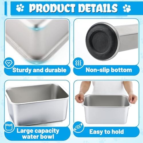 3 Gallons Large Elevated Dog Water Bowl - 11.5'' H Sturdy Stainless Steel Raised Dog Bowl with Stand Dog Bowls & Feeders Pet Clever
