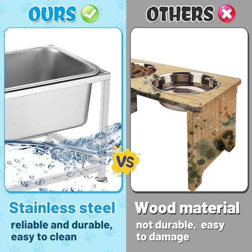 3 Gallons Large Elevated Dog Water Bowl - 11.5'' H Sturdy Stainless Steel Raised Dog Bowl with Stand Dog Bowls & Feeders Pet Clever