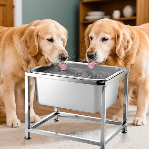 3 Gallons Large Elevated Dog Water Bowl - 11.5'' H Sturdy Stainless Steel Raised Dog Bowl with Stand Dog Bowls & Feeders Pet Clever