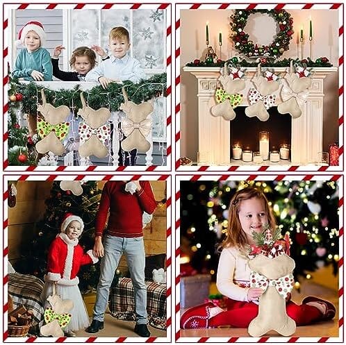3 Pcs Christmas Pet Dog Stockings Home Decor Dogs Pet Clever