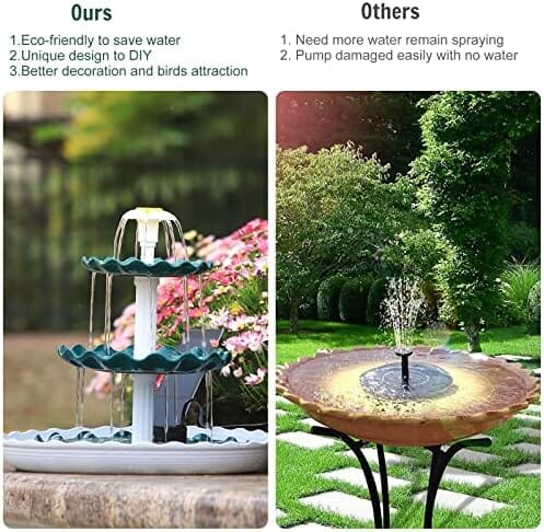 3 Tiered Bird Bath with 3.5W Solar Pump DIY Solar Fountain Fountain Pump Pet Clever