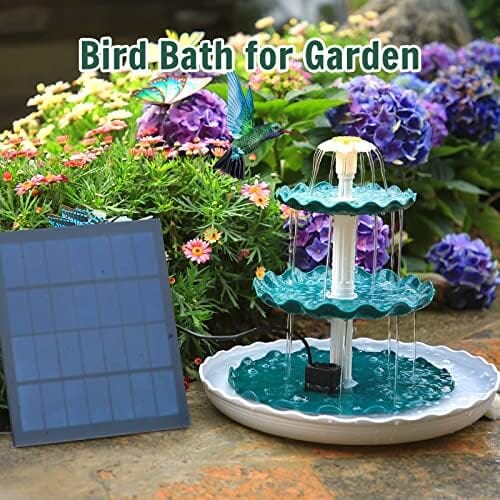 3 Tiered Bird Bath with 3.5W Solar Pump DIY Solar Fountain Fountain Pump Pet Clever
