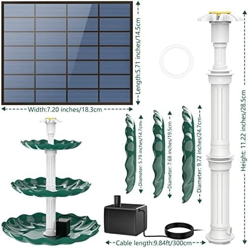 3 Tiered Bird Bath with 3.5W Solar Pump DIY Solar Fountain Fountain Pump Pet Clever