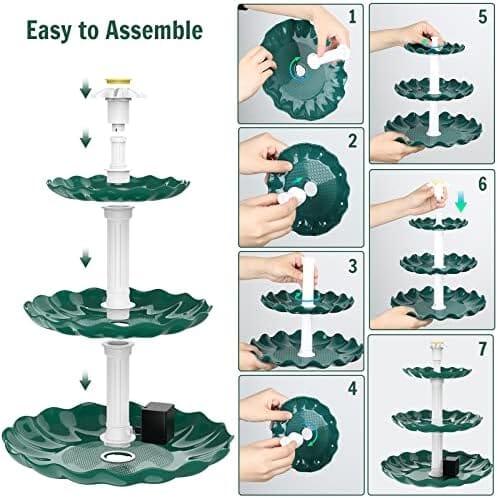 3 Tiered Bird Bath with 3.5W Solar Pump DIY Solar Fountain Fountain Pump Pet Clever