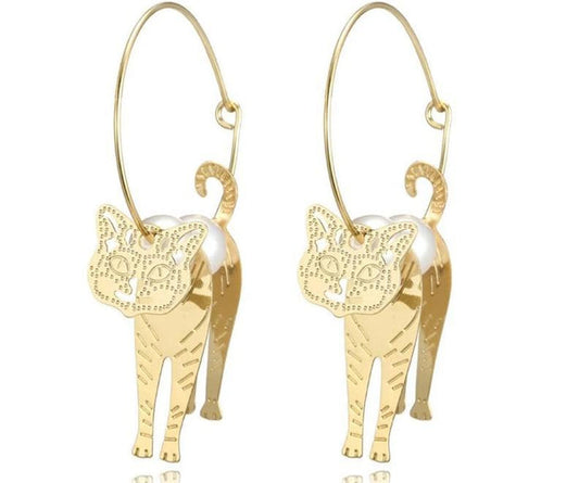 3D Cat Hoop Earrings Cat Design Accessories Pet Clever