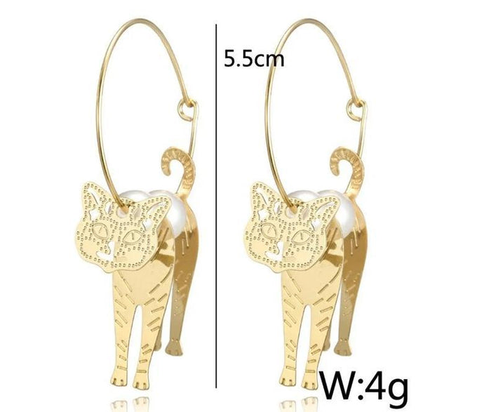 3D Cat Hoop Earrings Cat Design Accessories Pet Clever