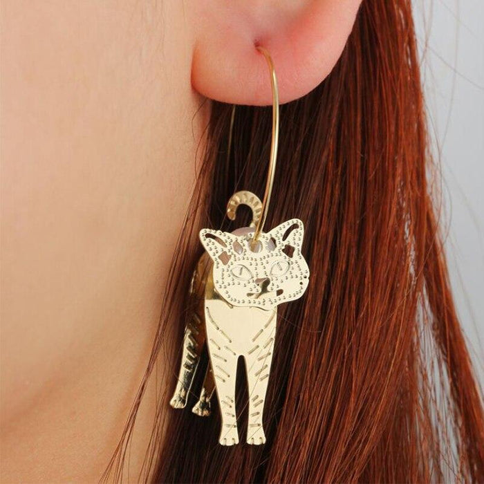 3D Cat Hoop Earrings Cat Design Accessories Pet Clever
