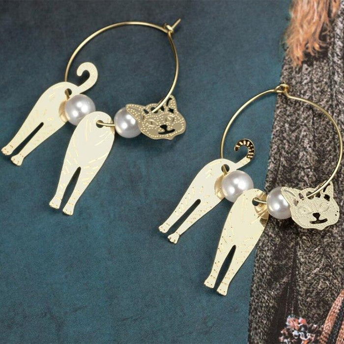3D Cat Hoop Earrings Cat Design Accessories Pet Clever
