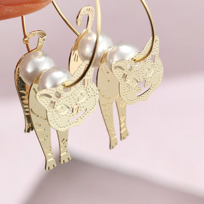 3D Cat Hoop Earrings Cat Design Accessories Pet Clever