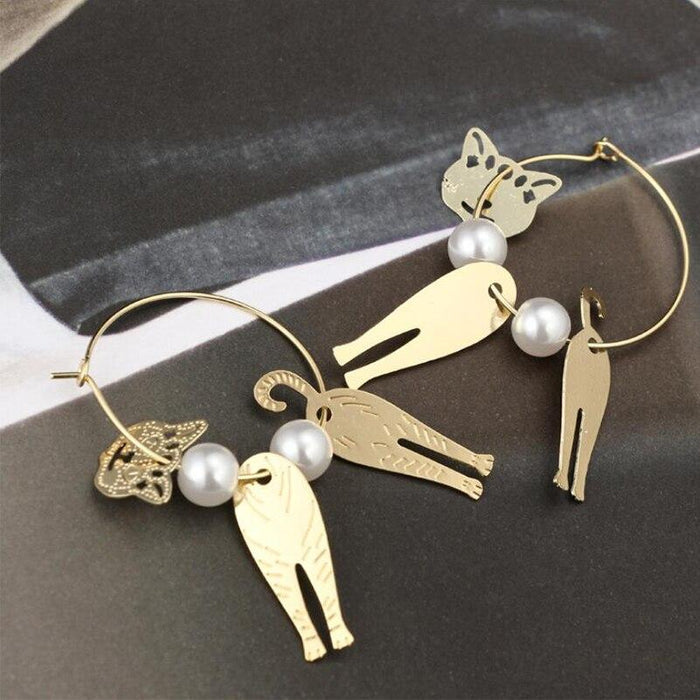 3D Cat Hoop Earrings Cat Design Accessories Pet Clever