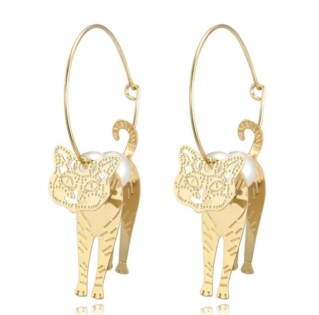 3D Cat Hoop Earrings Cat Design Accessories Pet Clever