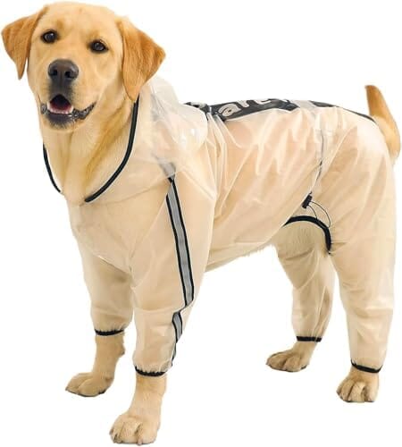 4 Legs Dog Rain Jacket with Reflective Stripe Rain Covers for Dogs Pet Clever