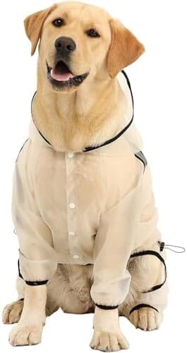 4 Legs Dog Rain Jacket with Reflective Stripe Rain Covers for Dogs Pet Clever