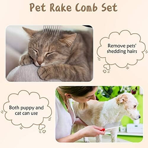 4 Pieces Pet Grooming Kit - Dematting Combs, Slicker Brush, and Steel Comb Dog Combs Pet Clever