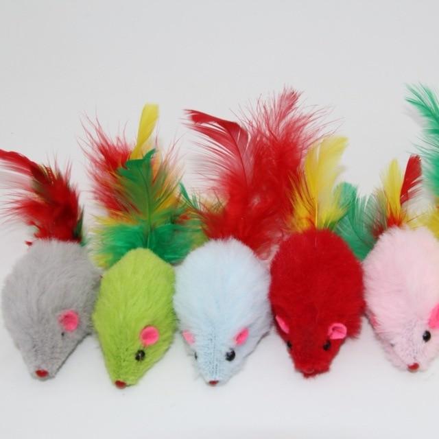 5pcs Cats Mice Toys Cat Toys Pet Clever Feather velvet mouse