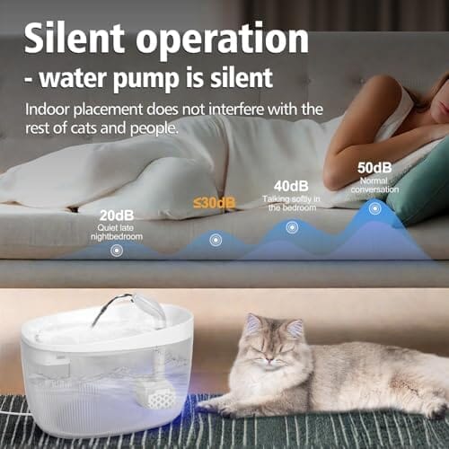 74oz/2.2L Cat Water Fountain, Automatic Indoor Pet Fountain Cat Water Dispenser with Ultra Quiet Pump Dog Bowls & Feeders Pet Clever