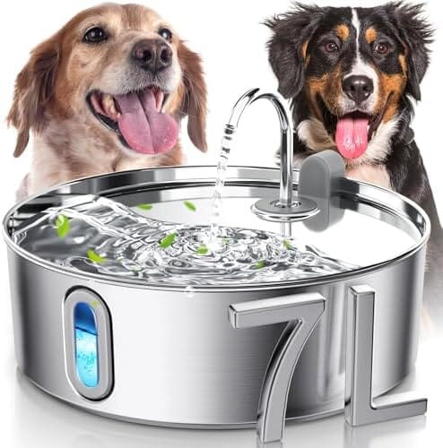 7L/236oz Stainless Steel Dog Water Bowl Dispenser Dog Bowls & Feeders Pet Clever