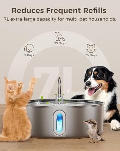 7L/236oz Stainless Steel Dog Water Bowl Dispenser Dog Bowls & Feeders Pet Clever