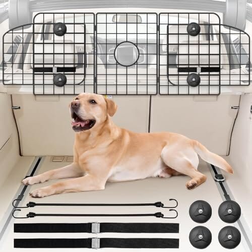 Adjustable Heavy-Duty Wire Mesh Pet Barrier for Car Travel Pet Clever
