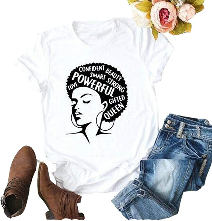Afro Powerful Woman T-Shirt Strong Confident Queen T-Shirt