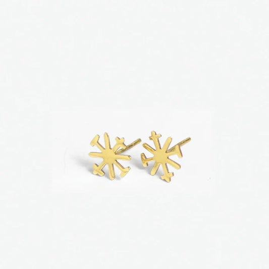 Alice Brass Snowflake Post Earrings 18k Gold